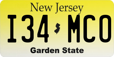 NJ license plate I34MCO