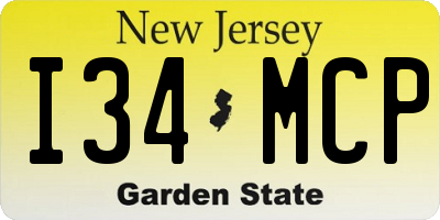 NJ license plate I34MCP