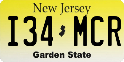 NJ license plate I34MCR