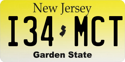 NJ license plate I34MCT