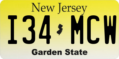 NJ license plate I34MCW