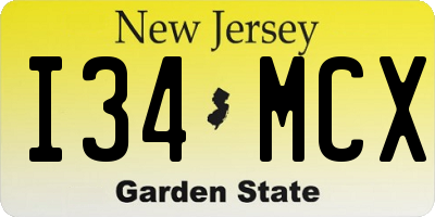 NJ license plate I34MCX