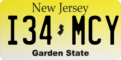 NJ license plate I34MCY