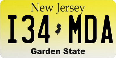 NJ license plate I34MDA