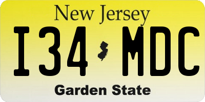 NJ license plate I34MDC