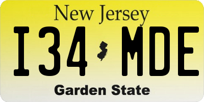 NJ license plate I34MDE