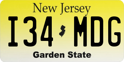 NJ license plate I34MDG