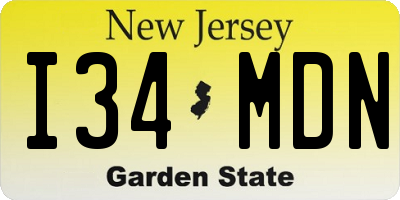 NJ license plate I34MDN