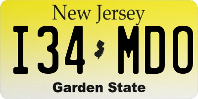 NJ license plate I34MDO
