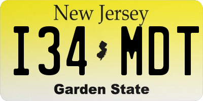 NJ license plate I34MDT