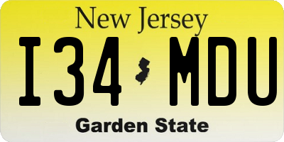 NJ license plate I34MDU
