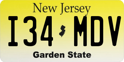 NJ license plate I34MDV