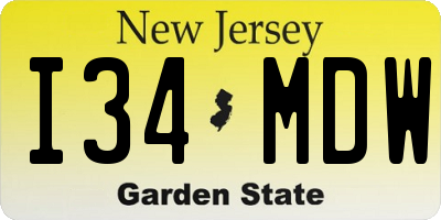 NJ license plate I34MDW
