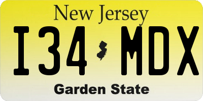 NJ license plate I34MDX
