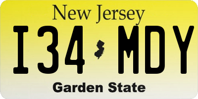 NJ license plate I34MDY