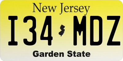 NJ license plate I34MDZ