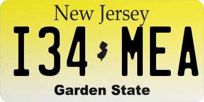 NJ license plate I34MEA