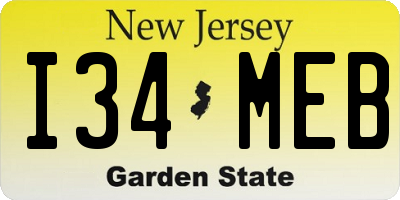 NJ license plate I34MEB