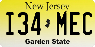 NJ license plate I34MEC