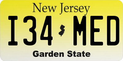 NJ license plate I34MED