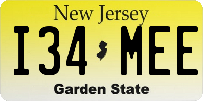 NJ license plate I34MEE