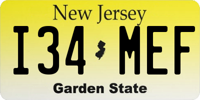 NJ license plate I34MEF