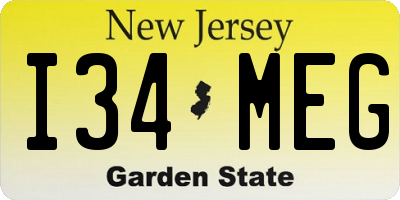NJ license plate I34MEG