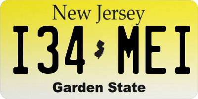NJ license plate I34MEI