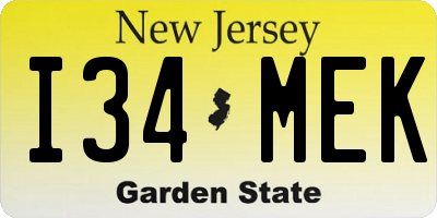NJ license plate I34MEK