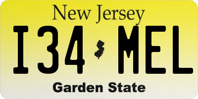 NJ license plate I34MEL