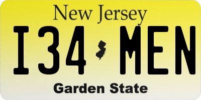 NJ license plate I34MEN