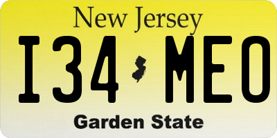 NJ license plate I34MEO