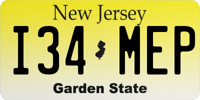 NJ license plate I34MEP