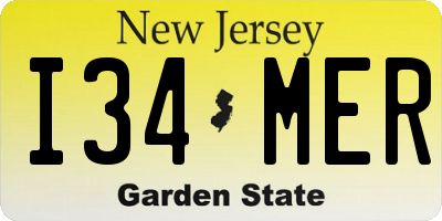 NJ license plate I34MER