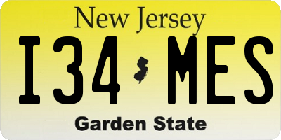 NJ license plate I34MES