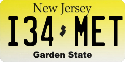 NJ license plate I34MET