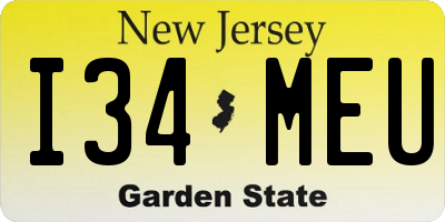 NJ license plate I34MEU
