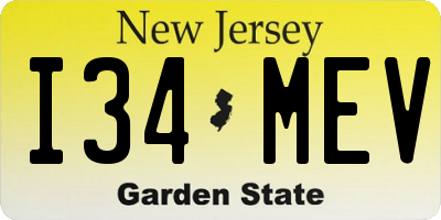 NJ license plate I34MEV