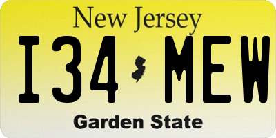 NJ license plate I34MEW