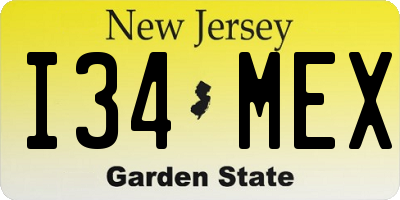 NJ license plate I34MEX