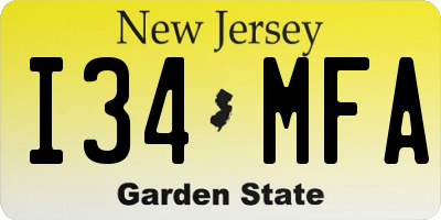 NJ license plate I34MFA