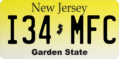 NJ license plate I34MFC