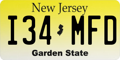 NJ license plate I34MFD
