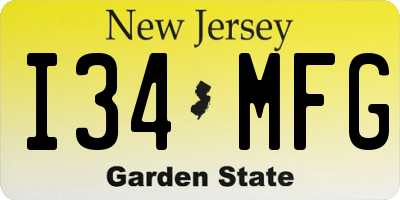 NJ license plate I34MFG