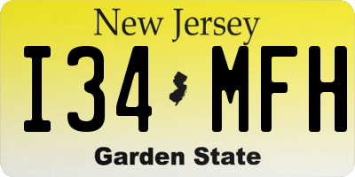 NJ license plate I34MFH
