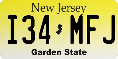 NJ license plate I34MFJ