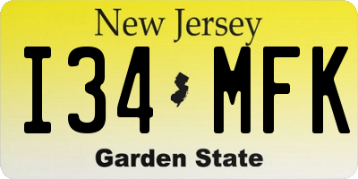 NJ license plate I34MFK