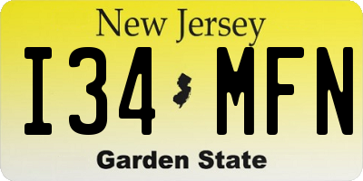 NJ license plate I34MFN