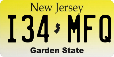 NJ license plate I34MFQ