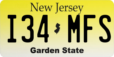NJ license plate I34MFS